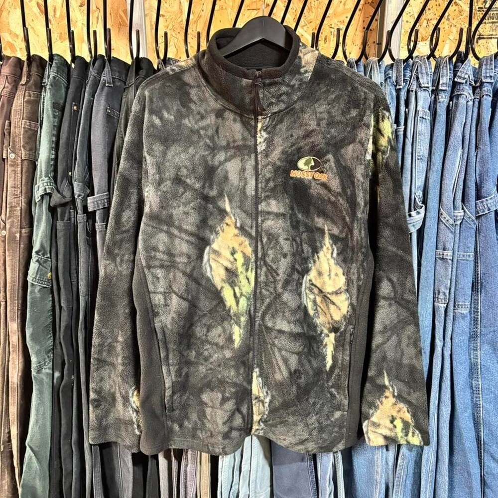 Vintage Mossy Oak Eclipse Camo Full Zip Fleece Jacket Medium Grunge Y2K